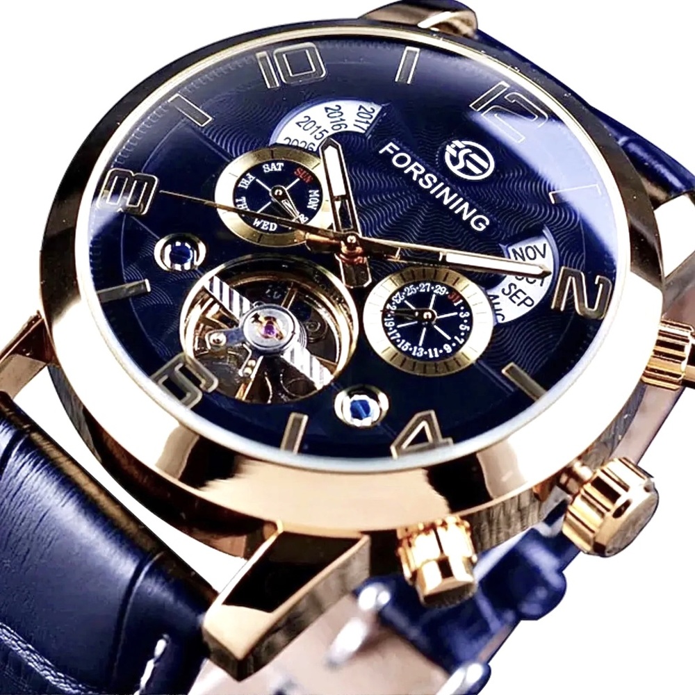 Big Tourbillion Self Winding Sport Watch. Day Month Date Waterproof Mens Watch